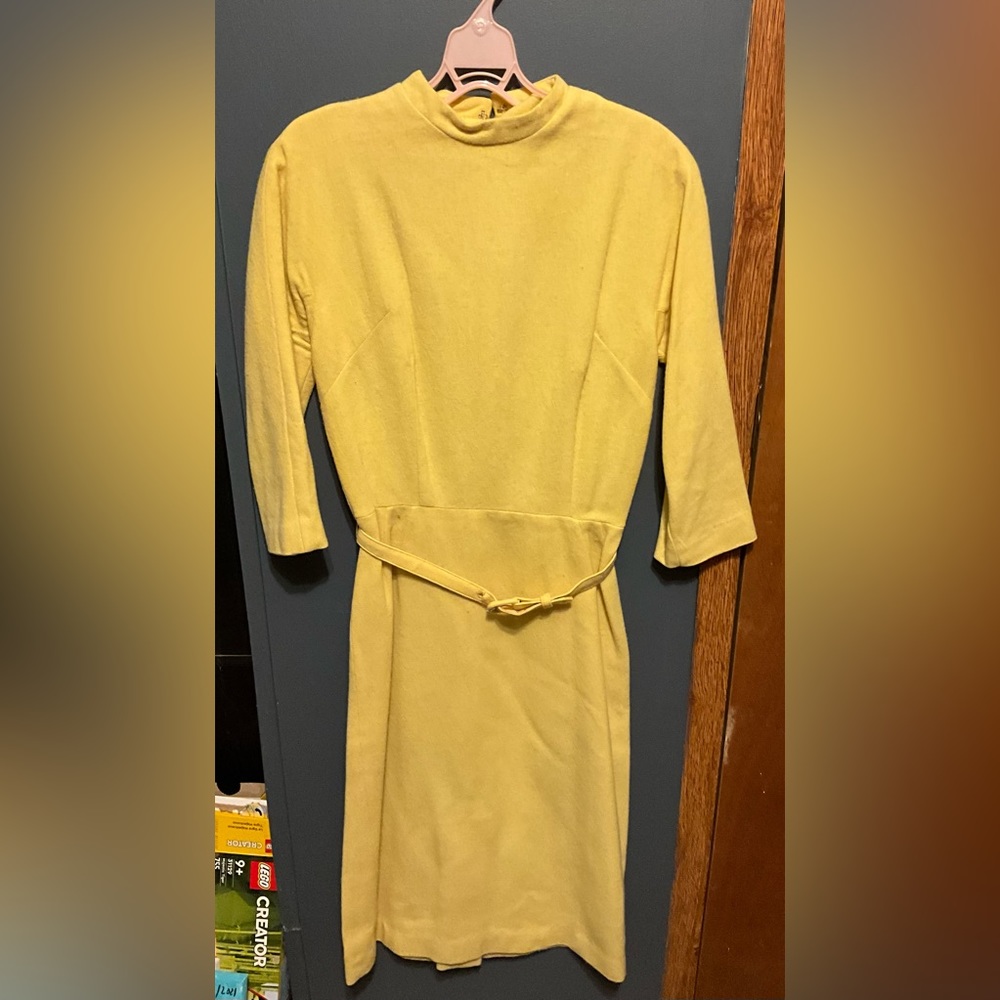 Vintage Bobbie Brooks 1960s Yellow Dress with Belt Size 11